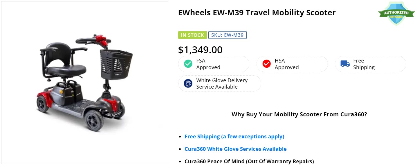 EWheels EW-M39 Travel Mobility Scooter