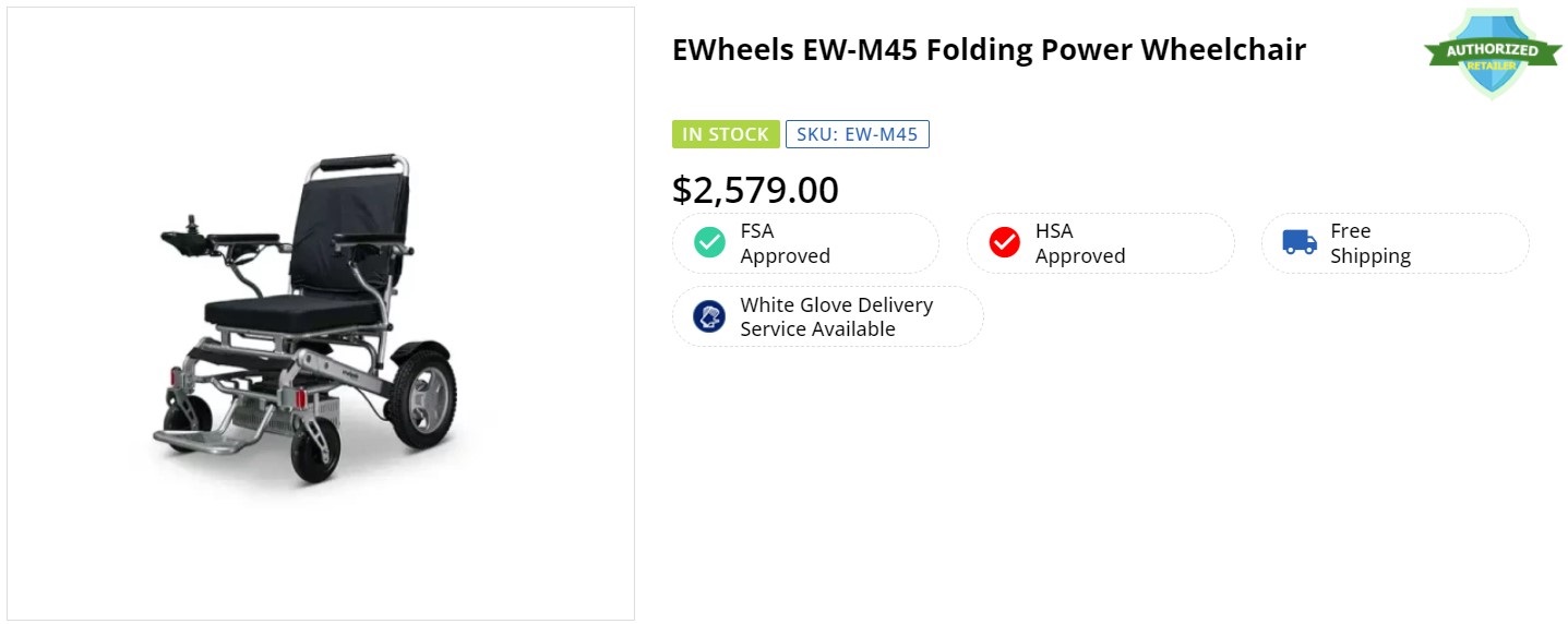 EWheels EW-M45 Folding Power Wheelchair