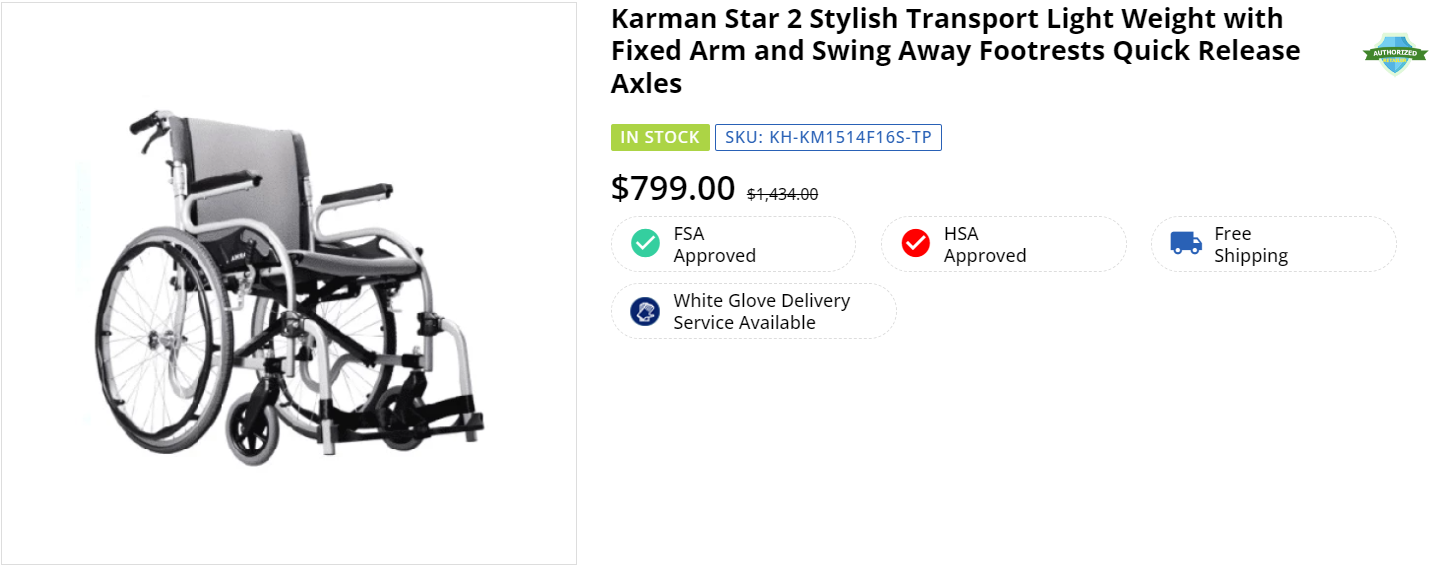 Karman Star 2 Stylish Transport Light Weight wheelchair