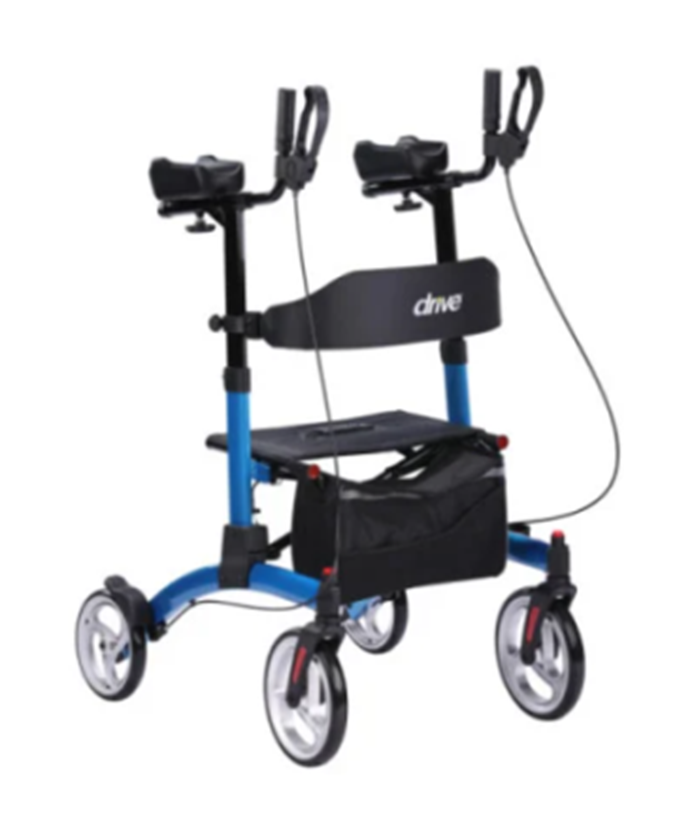 Drive Medical Elevate 4 Wheeled Upright Standing Walker for low height Senior