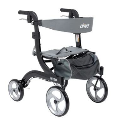 Drive Medical Nitro Hemi Height Aluminum Rollator With 10in Casters- for Low height People
