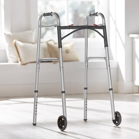 McKesson Folding Aluminum Walker With Wheels