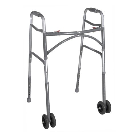 Drive Medical Bariatric Aluminum Folding Walker, Two Button