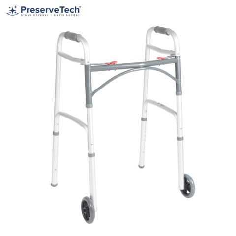 Drive Medical PreserveTech™ Deluxe Folding Two Button Walker With 5" Wheels