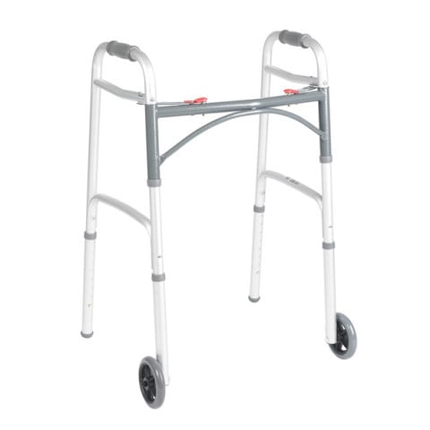 Drive Medical Deluxe Folding Two Button Walker With 5" Wheels