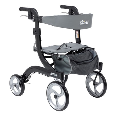 Drive Medical Nitro Hemi Height Aluminum Rollator With 10in Casters