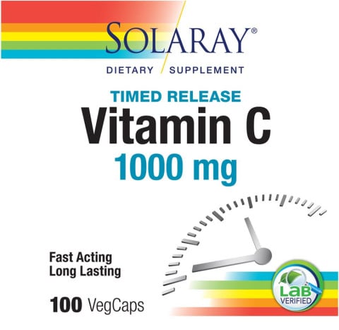 Solaray Vitamin C With Rose Hips & Acerola Timed-Release Formula 100 Count