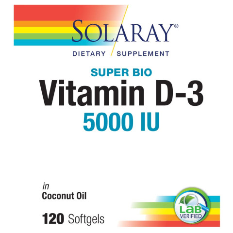 Solaray Super Bio Vitamin D-3 in Coconut Oil 120 Count Multi-Pack