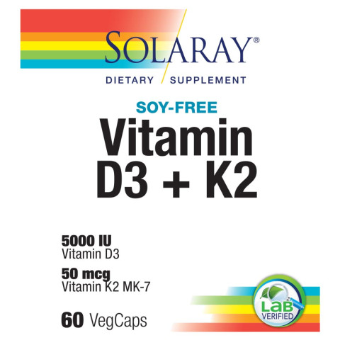 Solaray Vitamin D-3 & K-2 60 Count