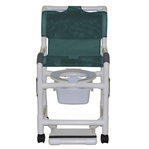 MJM Superior Shower Chair With Dual Swing Away Armrests Sliding Footrest With Pail