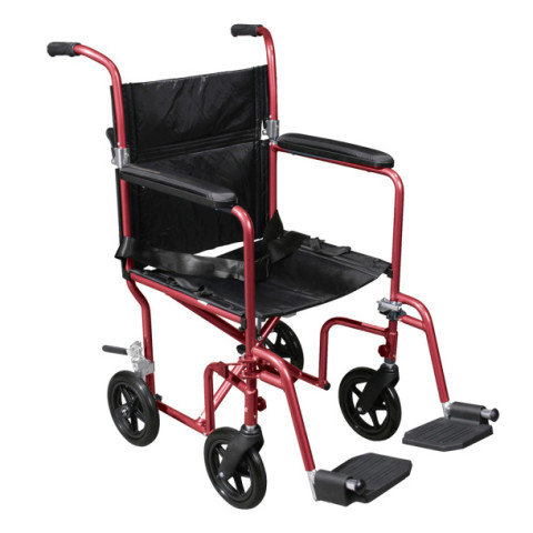 Drive Medical Flyweight Lightweight Transport Wheelchair with Removable Wheels