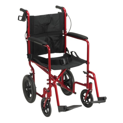 Drive Medical Lightweight Expedition Transport Wheelchair with Hand Brakes