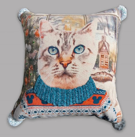 Holiday Collection Kitty Pillow With Inserts