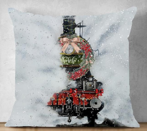 Holiday Collection Pillow With Inserts – Train – Design 3