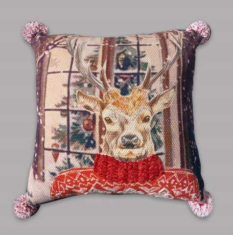 Holiday Collection Reindeer Pillow With Inserts