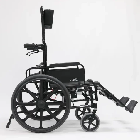 Karman KM5000 Lightweight Reclining Transport Wheelchair with Removable Desk Armrest