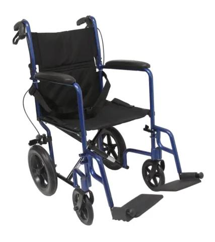 Karman LT-1000HB Seat Lightweight Transport Chair with Hand Brakes and Removable Footrest